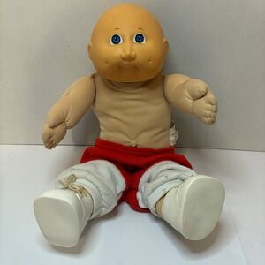 Vintage Cabbage Patch Preemie Baby Boy Doll 1982 Red Pants White Shoes Blue Eyes